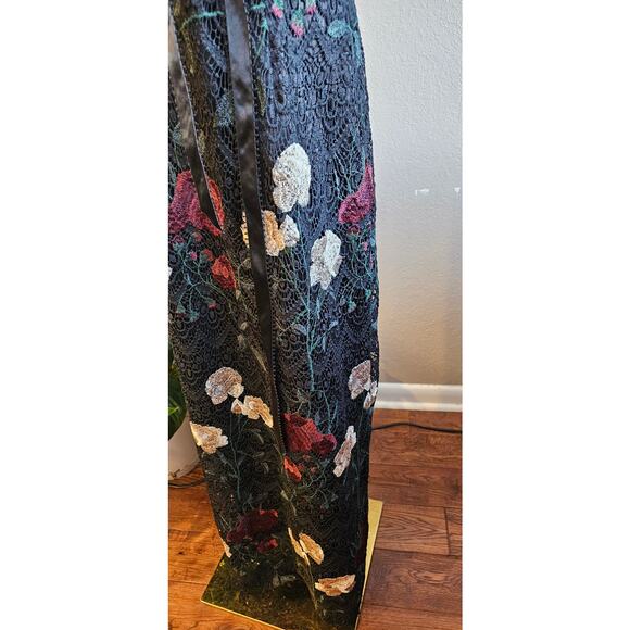 NWT Tahari Boho Embroidered Floral Lace Maxi Gown Dress Women Size 12 Multicolor - Picture 8 of 12